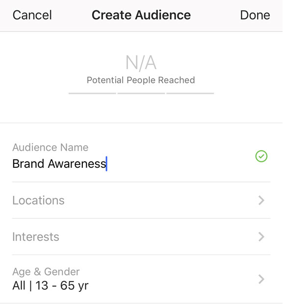 Promoting an Instagram Post: Audience Targeting