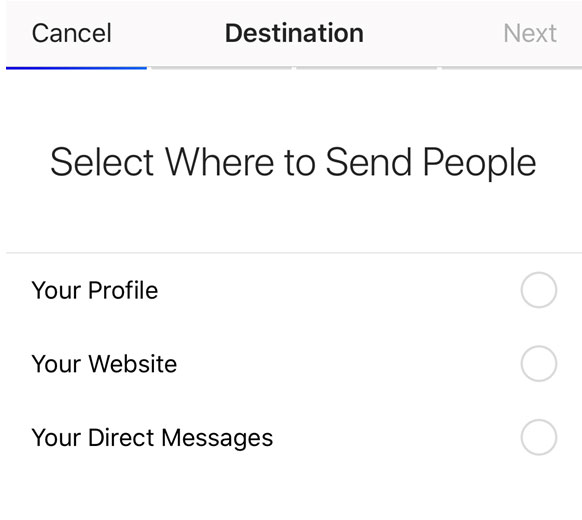 The next step will be to determine where you want to direct people to who are seeing your promoted Instagram post.