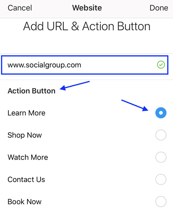 If you’re trying to build followers, or would like to focus specifically on your Instagram account, you would want to select the first option.