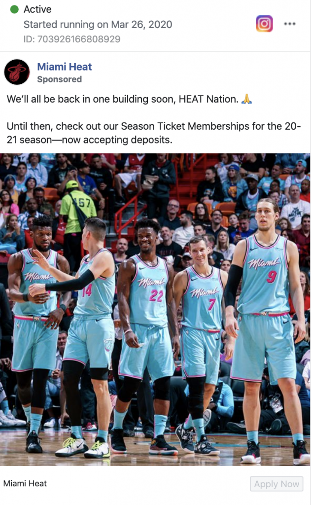 Taking another look at the Miami Heat, they too are actively promoting the sale and renewal of season tickets. And that’s during a global pandemic with the current NBA season being cancelled! Taking another look at the Miami Heat, they too are actively promoting the sale and renewal of season tickets. And that’s during a global pandemic with the current NBA season being cancelled!